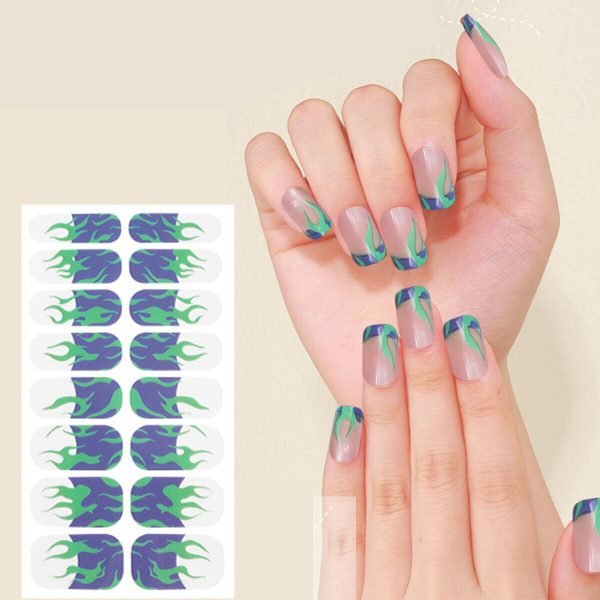 16 Strips Nail Art Stickers Stylish Nail Wraps Self-Adhesive Full Cover Sticker on Sale