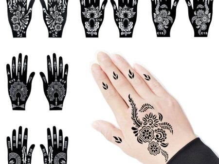 1 Pair Temporary Hand Body Tattoo  Art Sticker Professional Waterproof  Henna Stencil Template Flower Tattoo Stencil Dark wind Online Sale