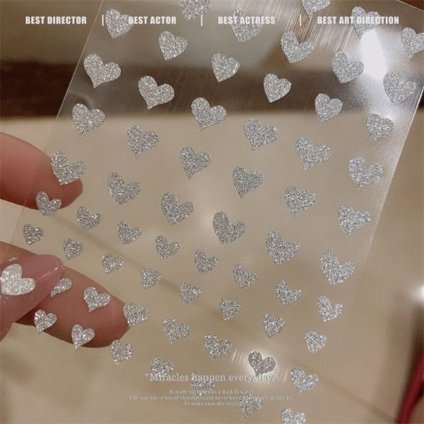 1 3 4 5 10Sheet Heart Love Design Nail Sticker Water Trasnfer Decals Sliders Glitter 3D Nail Decals Stickers Nail Art Decoration For Cheap