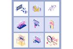 404 error display isometric illustrations set Discount