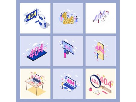 404 error display isometric illustrations set Discount