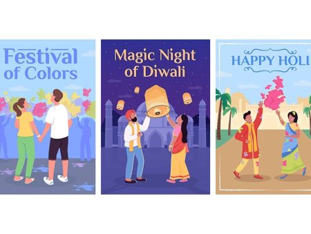 Festival of Colors poster flat vector templates Cheap