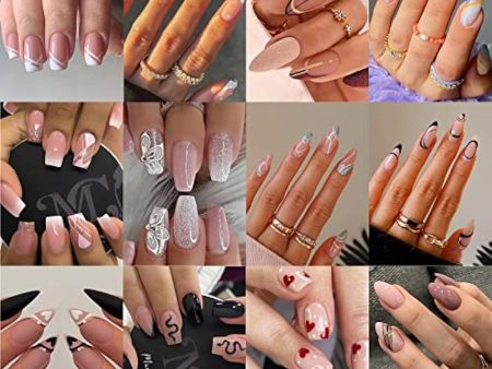 12 Packs (288 Pcs) Press on Nails Medium and Short, Misssix Fake Glue on False Nails Almond and Square with Glue for Women Online