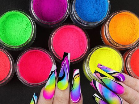 12 Colour Set Neon Pigment Nail Art Powder Dust Ombre Smoky Florescent Face Body For Discount