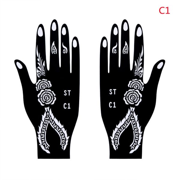 1 Pair Temporary Hand Body Tattoo  Art Sticker Professional Waterproof  Henna Stencil Template Flower Tattoo Stencil Dark wind Online Sale