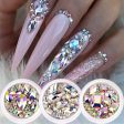 1 Box Glitter 3D Rhinestones AB Flat Back Shiny Stones Nail Art Decorations Mixed Size Nail Gems Crystal Strass Accessories Fashion