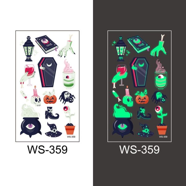 1 Sheets Halloween Stickers Fluorescent Tattoo Stickers Waterproof Temporary Tatto Body Art Children Party Halloween Decoration Online now