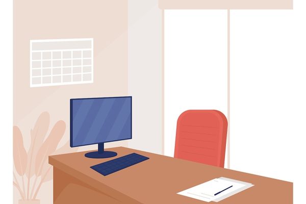 Office post covid flat color vector illustrations Cheap