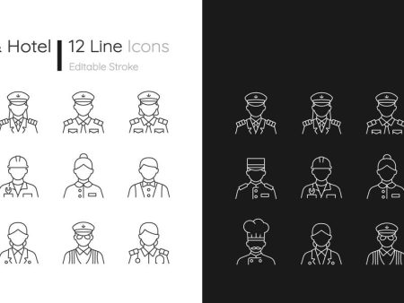 Cruise and hotel staff linear icons set for dark and light mode Cheap