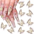 10pcs 3D Alloy Butterfly Nail Charms, Butterfly Nail Gems Nail Rhinestones Shiny For Sale