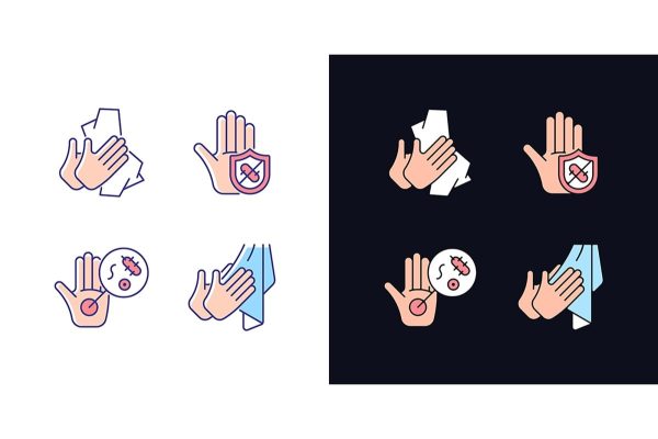 Keeping hands clean light and dark theme RGB color icons set Online Hot Sale