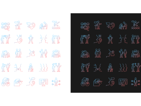 Communication channel gradient icons set for dark and light mode For Cheap