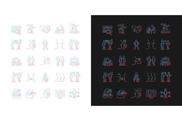 Communication channel gradient icons set for dark and light mode For Cheap