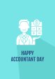 Celebrate accounting day greeting cards with glyph icon element set Online now