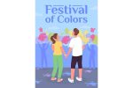 Festival of Colors poster flat vector templates Cheap