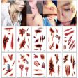 10Sheets Pack New Halloween Holiday Face Makeup and Terror Spider and Scar Mask Design Fake Temporary Waterproof Tattoo Sticker Supply