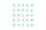 Online fitness apps possibilities gradient linear vector icons set on Sale