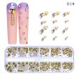 1 Box Crystal Nail Art Rhinestone Multi Size AB Colorful  Flat Bottom Mixed Shape DIY Nail Art 3D Decoration In 12cell pot on Sale