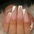 YOSOMK French Tip Press on Nails Long with Designs Pink and White Rhinestones False Fake Nails Press On Coffin Artificial Nails for Women Stick on Nails With Glue on Static nails Online Hot Sale