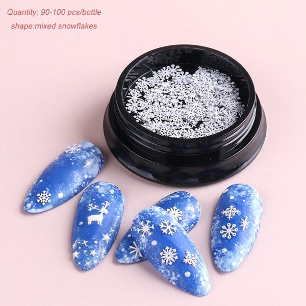 1 box White Snowflake 3D Nail Art Sequins Winter Christmas Snow Flakes Holographic Charms Polishing Gel Accessories SA1980 Fashion