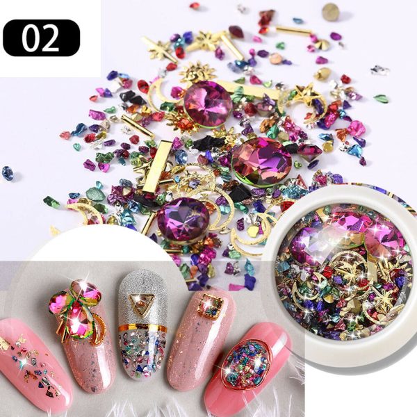 1 Box Glitter 3D Rhinestones AB Flat Back Shiny Stones Nail Art Decorations Mixed Size Nail Gems Crystal Strass Accessories Fashion