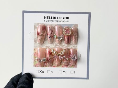 ¡¾HANDMADE¡¿BUTTERFLY SPRING - TEN PIECES OF HANDCRAFTED PRESS ON NAIL Discount