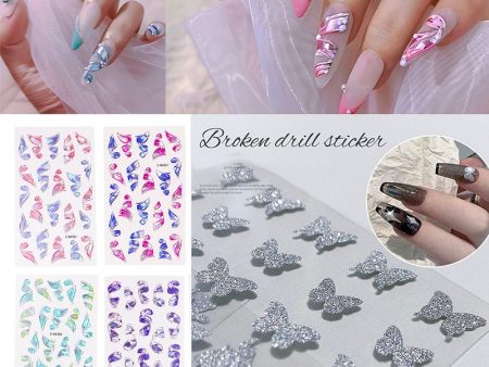 1 3 4 5 10Sheet Heart Love Design Nail Sticker Water Trasnfer Decals Sliders Glitter 3D Nail Decals Stickers Nail Art Decoration For Cheap