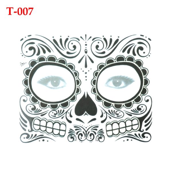 Waterproof Facial Makeup Sticker Special Face tattoo Day Of The Dead Skull Face Dress Up Halloween Temporary Tattoo Stickers For Discount