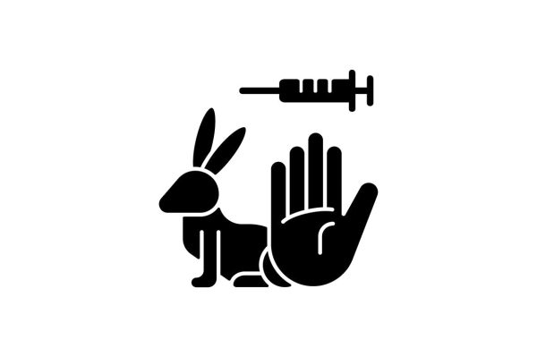 No animal testing black glyph icons set on white space Online Sale