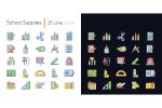 School supplies light and dark theme RGB color icons set Discount