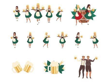 Oktoberfest flat vector illustrations set Fashion