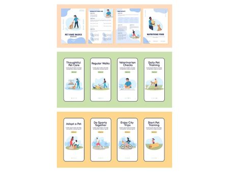 Animal adoption onboarding vector template set Online Sale