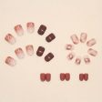 Y2K Short Press On Nails, Matte Acrylic Artificial Square False Nails With Glitter Design, For Women And Girls Fashion