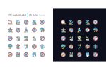 VR headset light and dark theme RGB color manual label icons set Online now