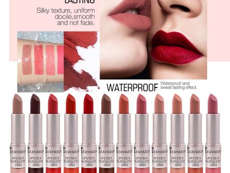 12 Colors Waterproof Nude Matte Velvet Glossy Lip Gloss Lipstick Lip Balm Sexy Red Lip Tint Sexy Women Fashion Makeup Gift 1pcs on Sale