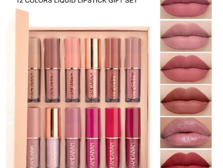 12Color Liquid Lipstick Gift Set Lips Makeup Lipstick Lip Gloss Long Lasting Moisture Cosmetic Red Lip Matte Lipstick Waterproof For Cheap