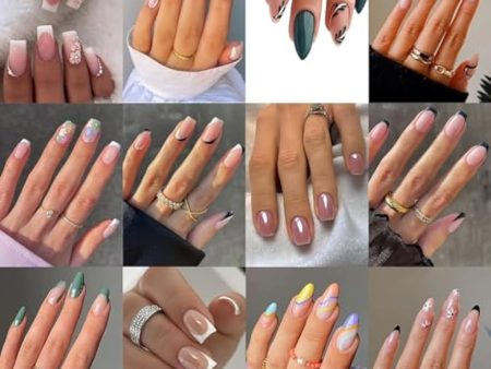 12packs(288Pcs) Press on Nails - OPkssnails Fake Nails French Tip Press on Nails Short Almond Long Square Medium Nails Reusable Press On Nails Kit with Nail Glue for Women For Cheap