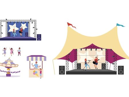 Music festival flat concept vector illustrations set Discount