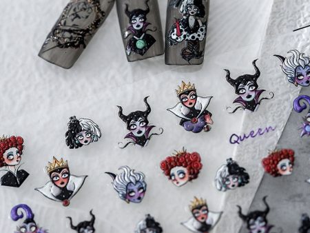 1 Sheet 5D Realistic Relief Halloween Evil Queen Zombie Bride Ghost Princess Adheisve Nail Art Stickers Decals Manicure Charms Online Hot Sale