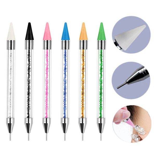 Wax Nail Art Rhinestone Picker Pen Clear Dual Ended Crystal Gem Tool Dotting Pen For Cheap