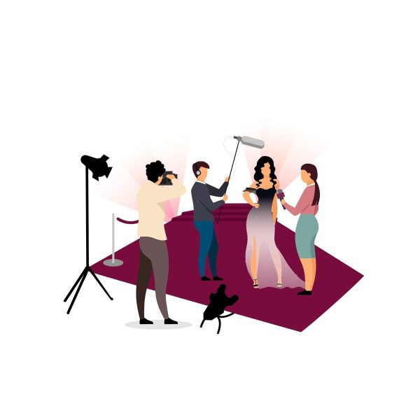 Journalist interviewing flat vector illustration set Online Sale