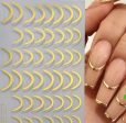 1 Sheet 3D Nail Stickers Decals Stripe Line Gold French Tip Transfer Nail Art Online now