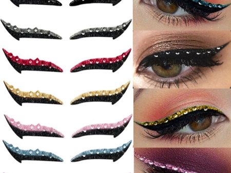 1 Pairs Diamond Eyeliner Stickers 10 color Reusable Self-adhesive Glitter  Eyeliner Double Eyelid Tape Cat Eye Makeup Cosmetic Online Hot Sale