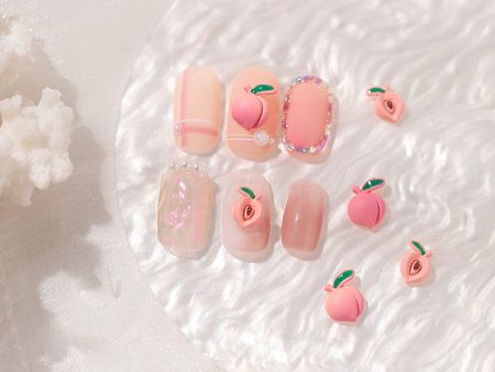 10Pcs 3D Cute Fruit Designer Charm Strawberry Peach Shaped Nail Art Alloy Decorations 3D Sweet Rhinestones For Nails Nail Supply Online