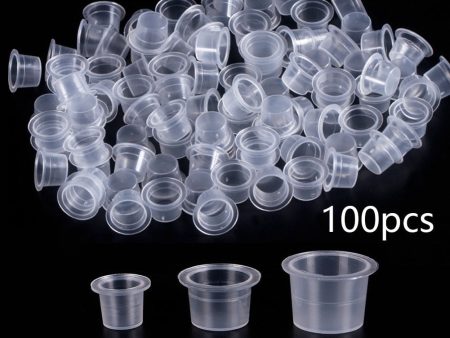 100pc S M L Plastic Disposable Microblading Tattoo Ink Cups Permanent Makeup Pigment Clear Holder Container Cap Tattoo Accessory For Sale