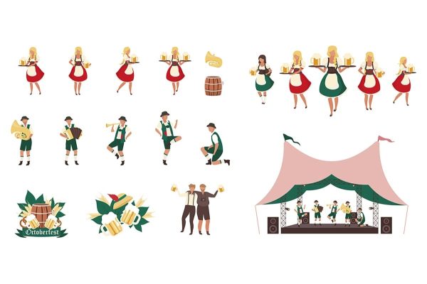 Oktoberfest flat vector illustrations set For Cheap