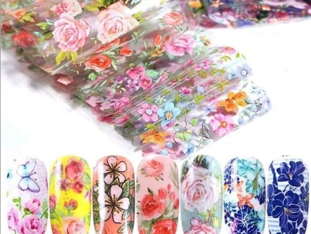 10pcs Flower Nail Art Foils Transfer Slider Mixed Designs Rose DIY Sticker Nail For Discount