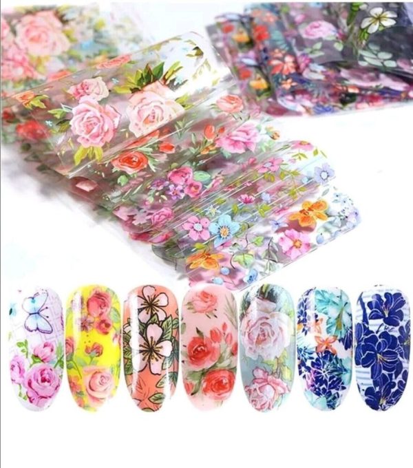 10pcs Flower Nail Art Foils Transfer Slider Mixed Designs Rose DIY Sticker Nail For Discount