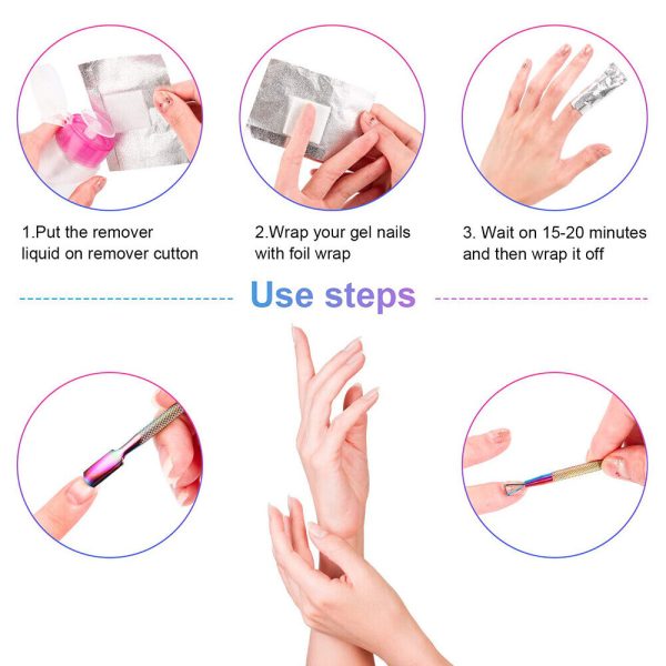 100 NAIL FOIL GEL WRAPS POLISH REMOVER ART SOAK OFF ACRYLIC REMOVAL - NO ACETONE For Discount