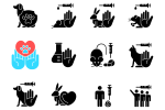 No animal testing black glyph icons set on white space Online Sale